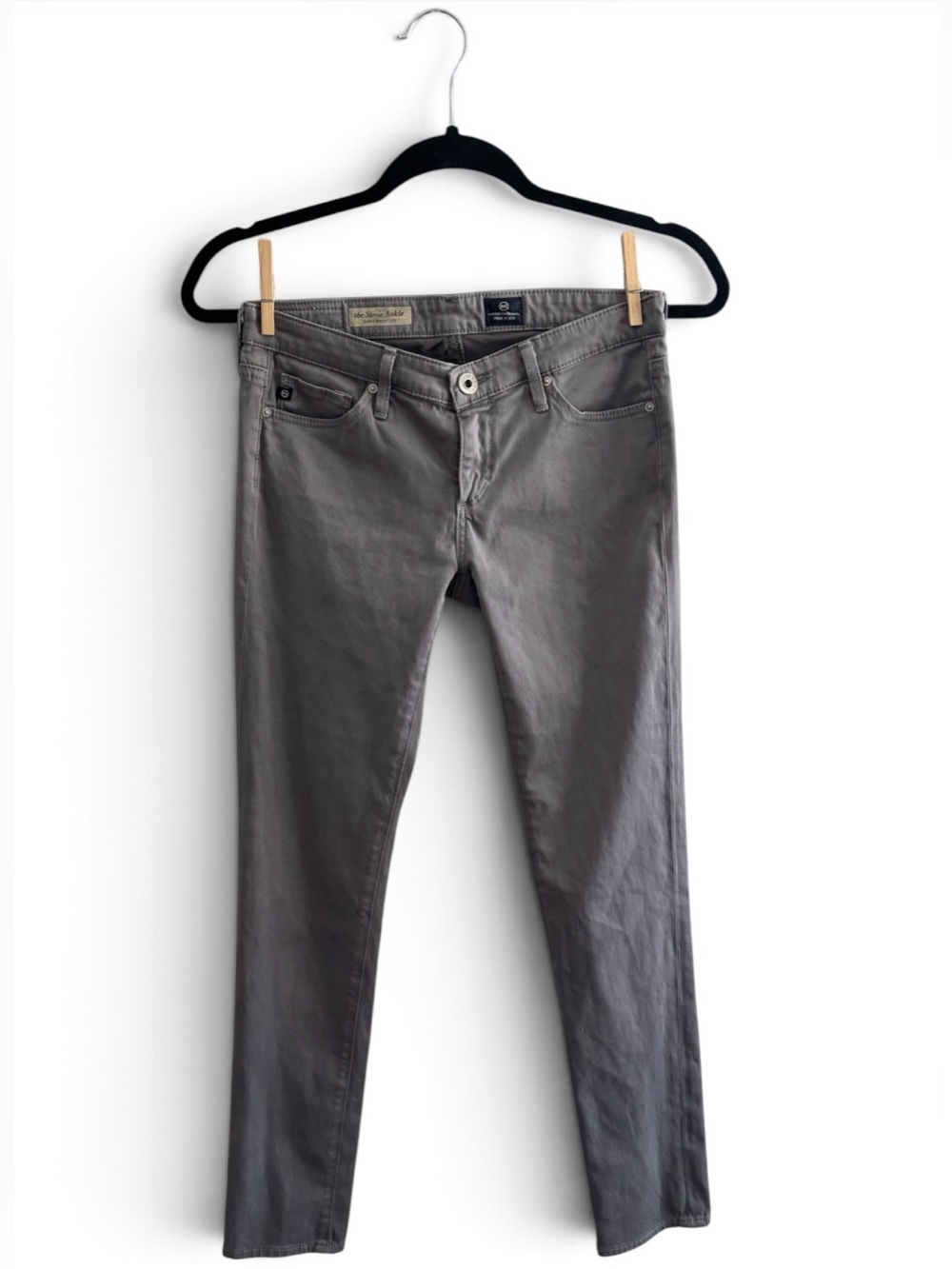 AG Adriano Goldschmied Stevie Ankle Gray Slim Straight Jeans Size 25R